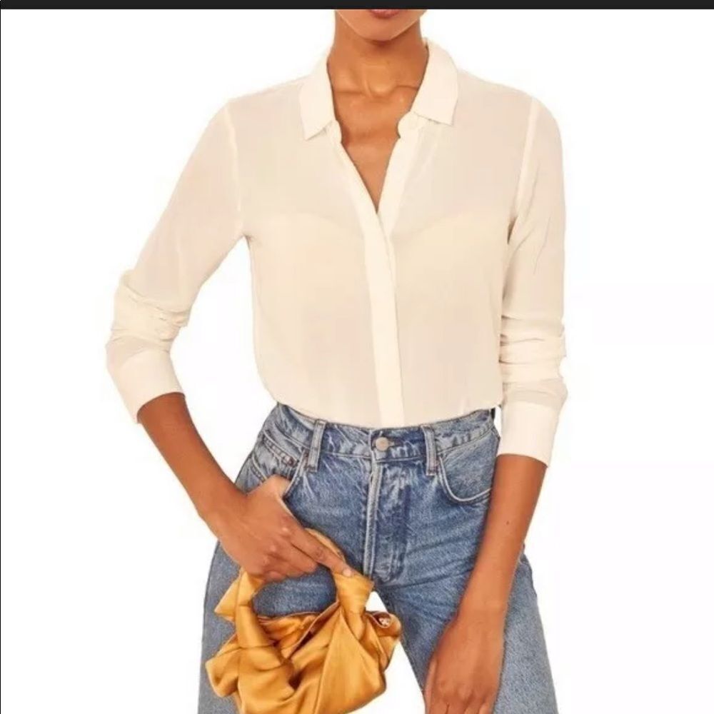 Reformation Cream Button Down Shirt